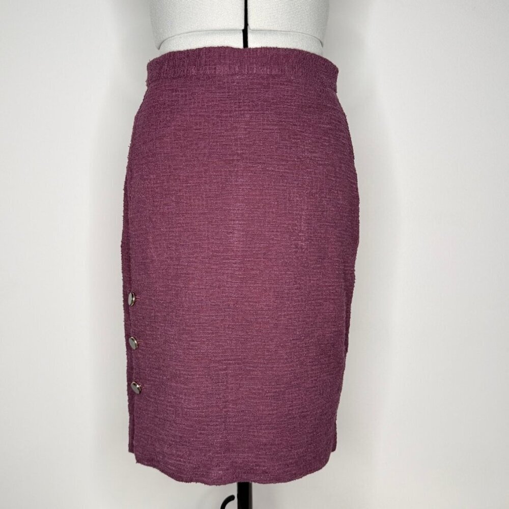 Ann Taylor Eggplant Pencil Skirt with Side Button Detail
